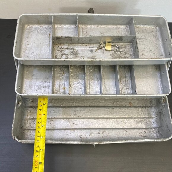 Metal Fishing Tackle Box 2 Tray, Tool Box, Craft Organizer Cantilever Utility. - Picture 5 of 10